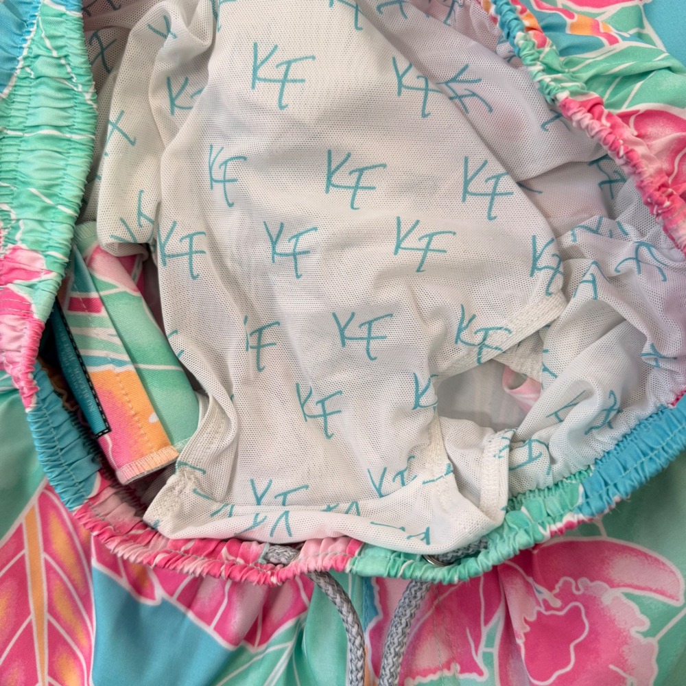 Kenny Flowers Tropical Print Swim Shorts (LG) Mesh Brief Vacation Pastel Floral - Picture 6 of 8